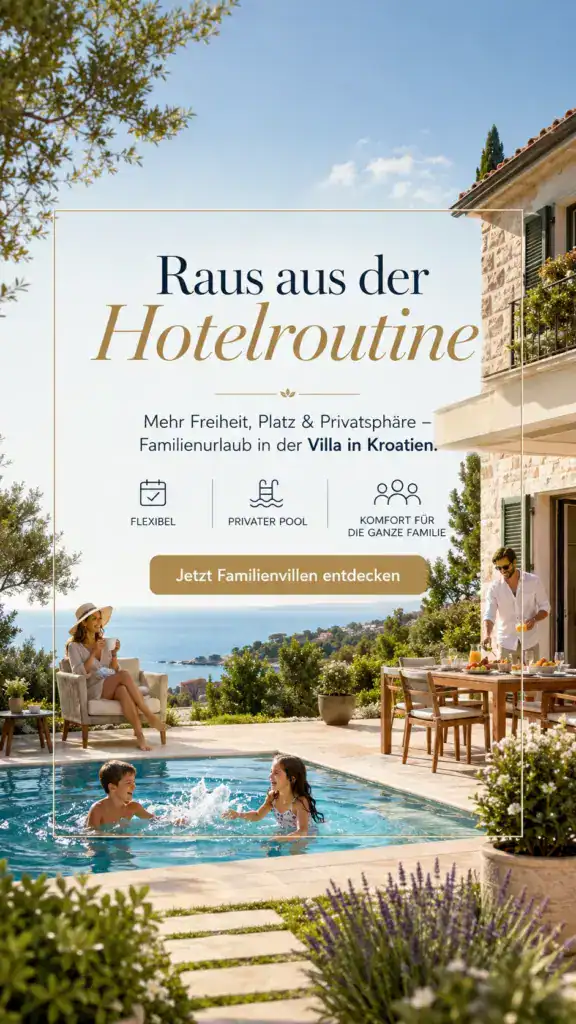 Croatian Villas - Luxus-Villen zum mieten 1 Familienurlaub in Kroatien ohne Hotelroutine: Warum eine Villa oft die entspanntere Wahl ist